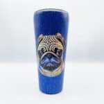 royal blue glitter tumbler with pug design