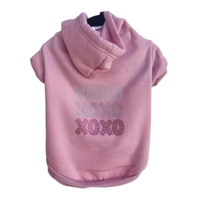 XOXO Pink Dog Hoodie With Pink Rhinestones